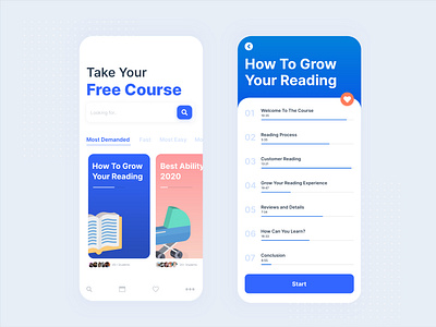 Free Courses App - UI Design adobe xd app clean clean design creative design gradient modern ui design ux