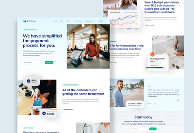 Blue Orange Website Design analytics analytics chart banking banking app blue and white branding chart hero banner landing landing page design landingpage payment payment app payment form typography ui ux web webdesign website