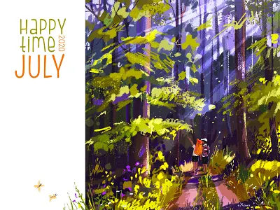 in the forest art character color colorful couple creative design digital illustration digital painting digitalart forest illustration inspiration love summer sun walk walking