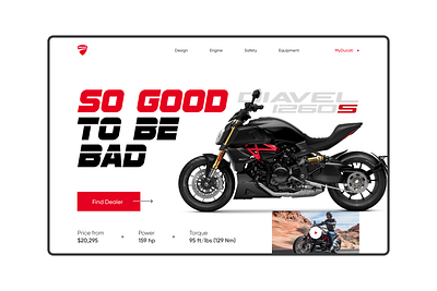 Ducati Diavel Motorcycle promo screen bike branding design italy moto site sport ui uxui uxuidesign webdesign