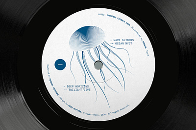 Aquatronics - Deep Horizons EP (close-up) branding design graphic design illustration music vector vinyl