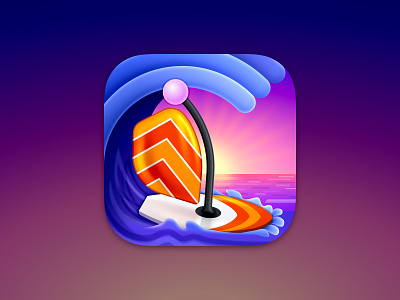 ReSurfer App Icon app app icon icon icons madewithsketch ocean reddit sketch app summer sunset surf surfing wave