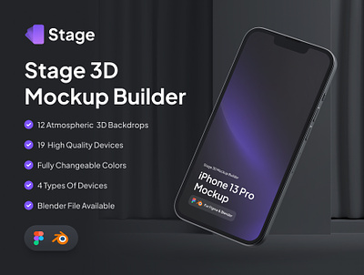 Introducing Stage 3D Mockup Builder 3d 3d assets animate animation app blender clean creative design design templates ios ipad iphone 13 macbook mockups motion stage 3d mockup builder ui uiscore ux