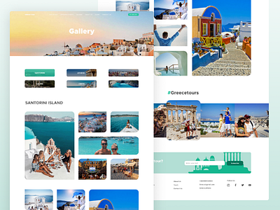 Travel Website, Gallery design flat fluent gallery greece tours ui