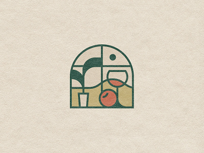 Hotel & restaurant symbol branding food fruits garden geometry hotel icon logo mark mountain nature plant restaurant sign stained glass view window wine