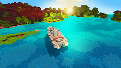 Little Boat For Summer Parties in RealmCraft Free Minecraft build craft free minecraft game art game design games landscape minecraft building nature pixel art realmcraft
