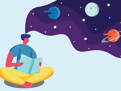 Reading art colorfull design flat graphic illustration imagination inspiration read simple vector