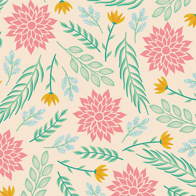 Summer vibes fabric fabric pattern flat design floral pattern print design prints repeating pattern seamless pattern surface design surface pattern surface pattern design textile textile pattern vector pattern