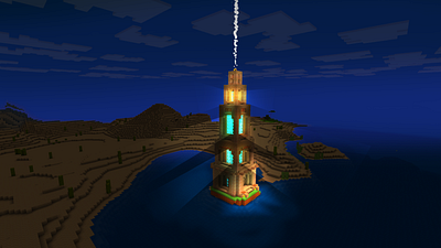 Oasis, Water Tower, Night in Desert, Best Things in Realmcraft build craft free minecraft game art game design games landscape minecraft building nature pixel art realmcraft