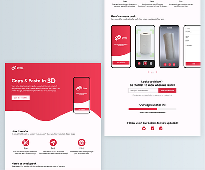 "Cloning" app Teaser Site Design clean clean design clean ui design flat gradient illustration minimal red teaser teasers ui vector web web design webdesign website website design