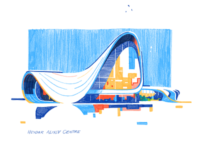 Architecture Art: Heydar Aliyev Center architect architecture art artwork building creative illustration design design studio digital art digital artwork digital illustration digital painting graphic design illustration illustration art illustrator illustrators landmark procreate zaha hadid