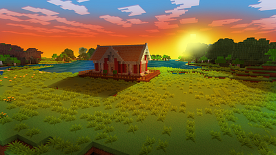 Beautiful Sunset From Your Cozy House! in Realmcraft build craft free minecraft game art game design games landscape minecraft building nature pixel art realmcraft