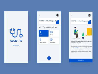 COVID-19 Test Booking App concept design minimal mobile ui ux