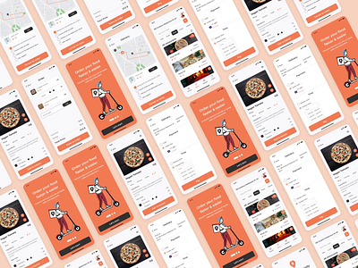 Delivery Food App animation app branding delivery fast food food food delivery graphic design illustration ios layout logo motion graphics orange pizza delivery typography uber ui web design