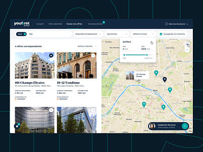 Youfirst・Bureau desktop map ui ux webdesign