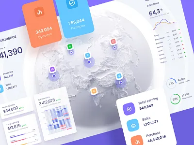 Map dataviz template analytics chart dark ui dashboard data data vusialisation dataviz desktop infographic product saas template