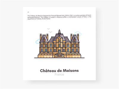 Chateau de Maisons architect branding building design france hotel icon icon set illustration landmarks location luxury maison minimal modern outline place retro vector