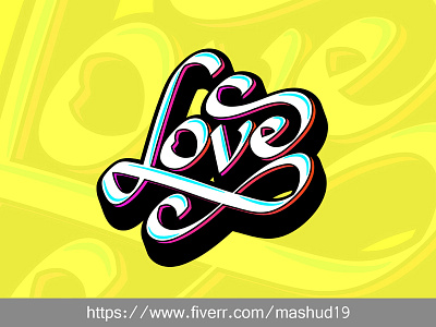 Love Typography calligraphy color design designlogo graffiti graphic design handdrawn handlettering handwritten logo mashud19 signature typography