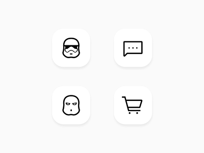Toy item icon ai design flat linear lineart ui vector 单色 图标 我的 消息 潮玩 玩具 表情 购物车 酷 首页 黑白