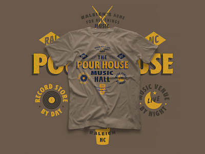 project: [proceed] // The Pour House Music Hall shirt design graphic graphic design lettering music shirt shirt design shirt mockup small business type