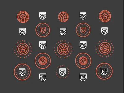 Insurance Logo brand brand identity branding design geometric graphic design icon identity insurance logo logo design mark pattern red seal set star texas type typography logo