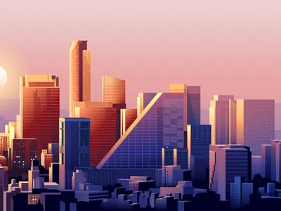 Mexico City Skyline architecture cityscape color colour illustration mexico mexico city skyline sunrise sunset