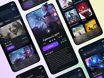 Games App Concept app app design cyberpunk 2077 design figma game design gamers games godofwar mobile app mobile app design mobile design mobile ui typography ui design