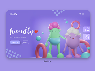 Friendly😎 3d blender blender 3d character characterdesign design flat friends funny header header design illustration ui ui ux uidesign user experience user interface design userinterface ux website