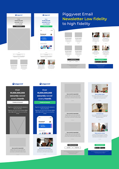 Piggyvest Email Newsletter UI design flat illustration ui ux vector wireframe