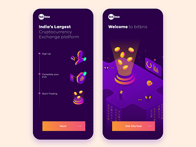 Bitbns - Online trading exchange platform app ui bitbns bns brand identity branding buy and sell crypto crypto exchange cryptocurrency design exchange illustraor illustration isometric practicing trading typography ui vector