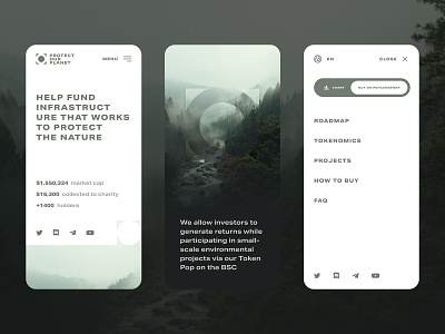 Protect Our Planet・Mobile crypto investment mobile token ui ux webdesign