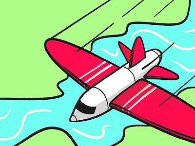 Gliding air dribbble fast flat fly holiday icon illustration jet land plane sea shot sketch sky stroke travel vector zoom