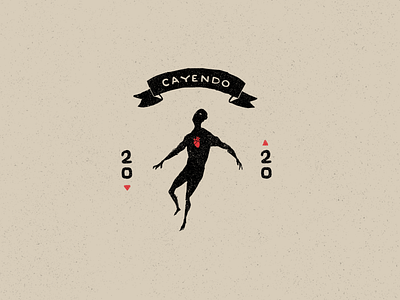Cayendo 2020 badge fall falling falling man hand drawn heart illustration negative space procreate