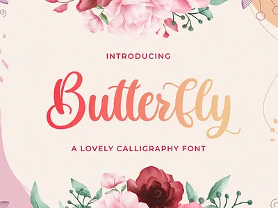 Butterfly - Lovely Calligraphy Font calligraphy casual elegant feminime handdrawn handlettering handwritten ligature lovely luxury modern script signature stylish whimsical