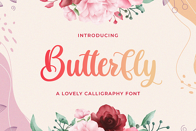 Butterfly - Lovely Calligraphy Font calligraphy casual elegant feminime handdrawn handlettering handwritten ligature lovely luxury modern script signature stylish whimsical