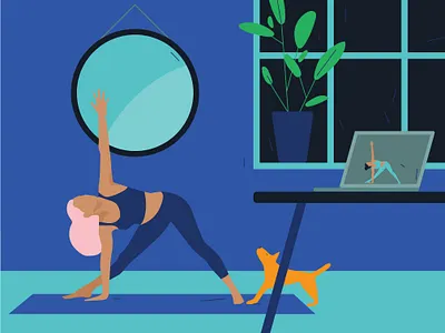 Yoga dog editorial illustration flat illustration logotype minimal vector yoga