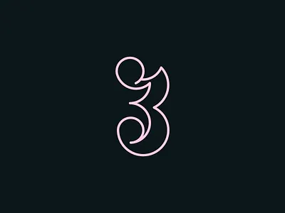 #3 3 babypink black brand circle grid design doodle flat grid handlettering illustration lettering number number 3 numbers outline pink process racing typography