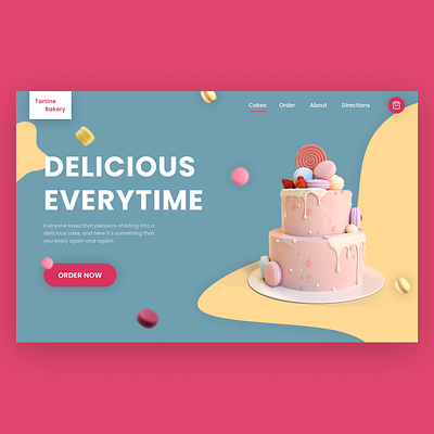 Landing Page design for Tartine Bakery-Cakes app branding design flat minimal pexels ui ui design ui designer uidesign uiux