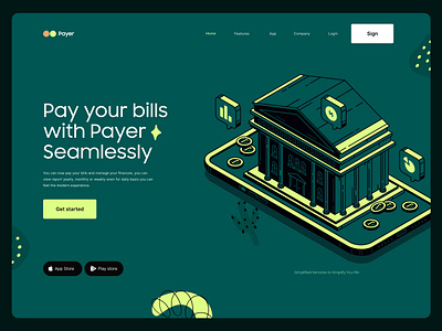 Payer Landing page design agency bank banking buy company figma finance illustration landing page money online payment purchase ui ux web design website