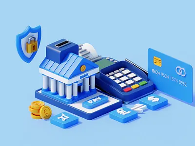 We're Accept Any Kind of Payments 3d 3d illustration animation bank bitcoin blender card coin credit cryptocurrency cycles debet eevee finance illustration isometric loop payment