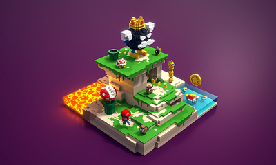 Mario 128 3d art fan art ilustration lego magicavoxel mario bros minecraft nintendo voxel art