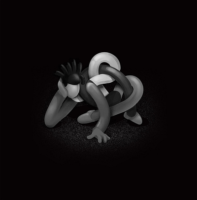 Rumination blackandwhite character characterdesign editorial illustration illustration isolation procreate quarantine