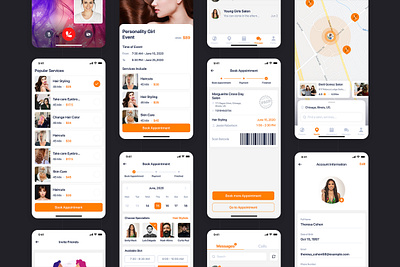 Bella - Hair Salon UI Kit app barber shop beauty dating feed hair design hair stylist haircuts login mobile on boading post profile salon salon app sign up social spa ui kit walkthrough