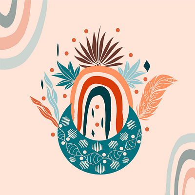 Color composition 1 abstract boho composition design ethnic illustration modern rainbow vector