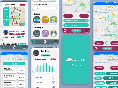 Andare INC Sports App app branding design flat minimal ui ux vector website