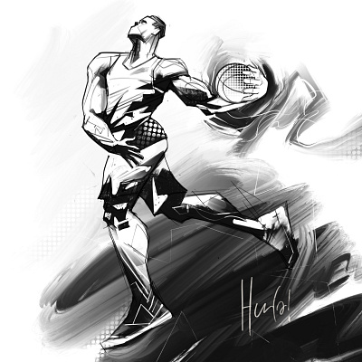 Break the Rim 🏀💥 art athlete basketball draw illustration jump player sketch slam dunk strong