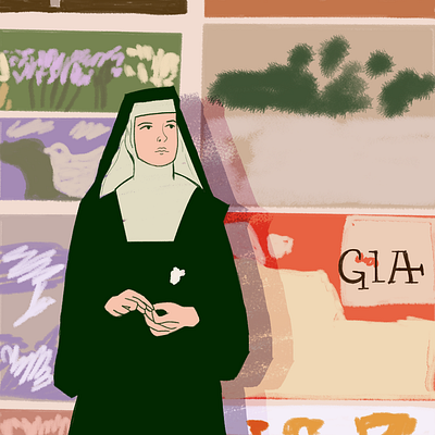 Corita Kent, The Pop Nun 1970s digital illustration ilustración