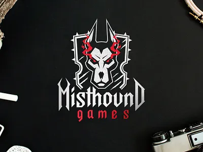 Misthound Games logo design agressive branding dog flat fonts game studio graphicdesign hard hound identity illustration lettering logo logodesign minimalistic typography video games videogame