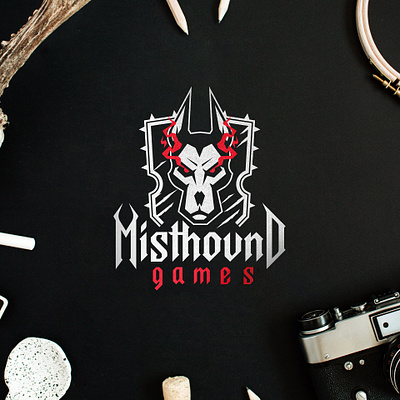 Misthound Games logo design agressive branding dog flat fonts game studio graphicdesign hard hound identity illustration lettering logo logodesign minimalistic typography video games videogame