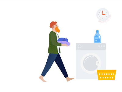 Push your peak usage! animation clock consumption dryer energy energy management illustration laundry peak usage time utilities walk cycle walking washer washing machine